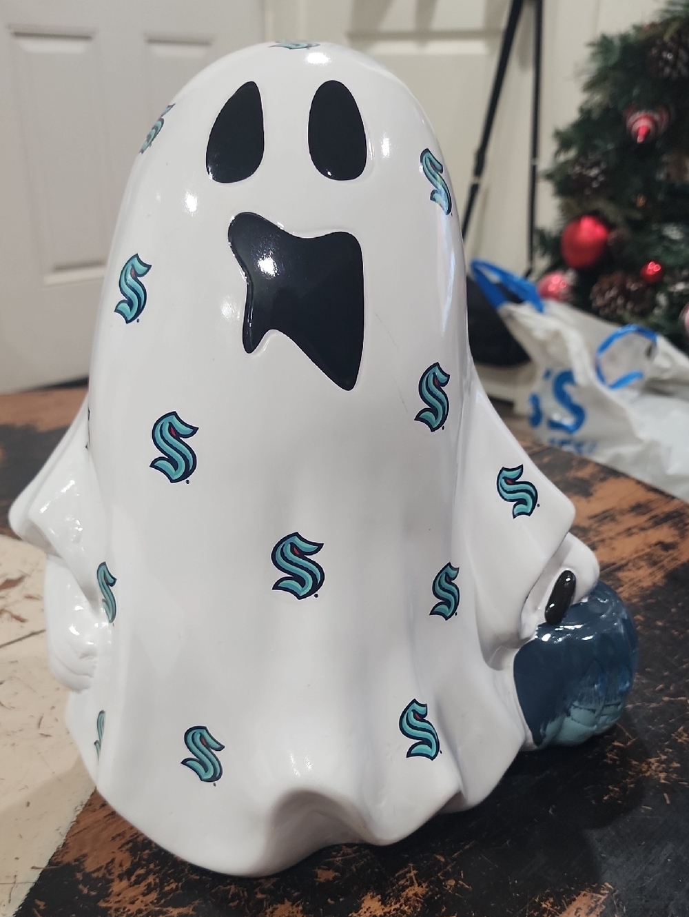 Seattle Kraken Ghost Halloween Ceramic Decor Pumpkin NHL Spooky Cute